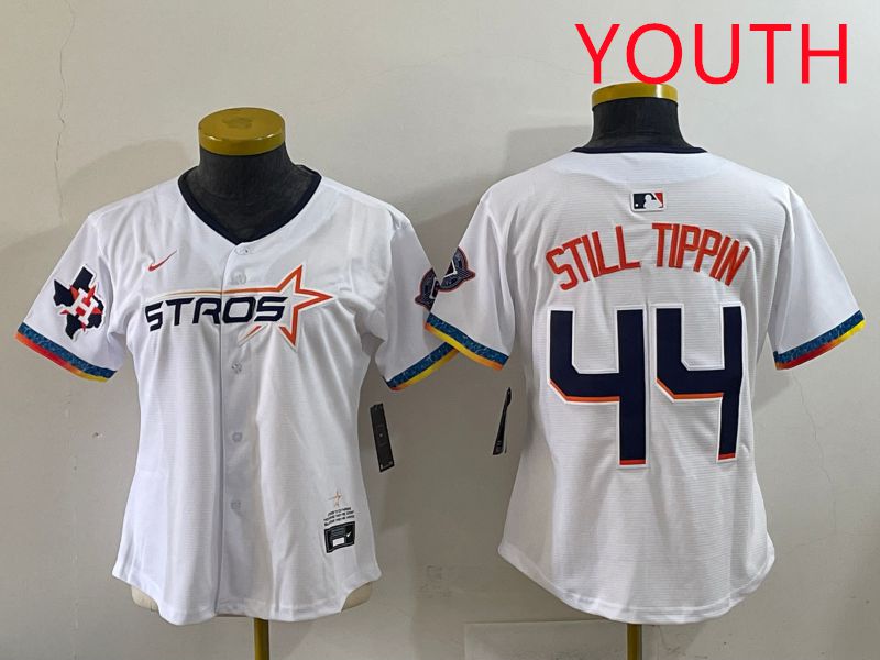 Youth Houston Astros #44 Still Tippin White Four generations Joint Name 2025 Nike MLB Jersey style 10->youth mlb jersey->Youth Jersey